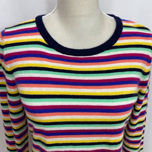 Talbots Lambswool Blend Rainbow Striped Sweater Size Small Crew Neck Long Sleeve - Picture 4 of 9